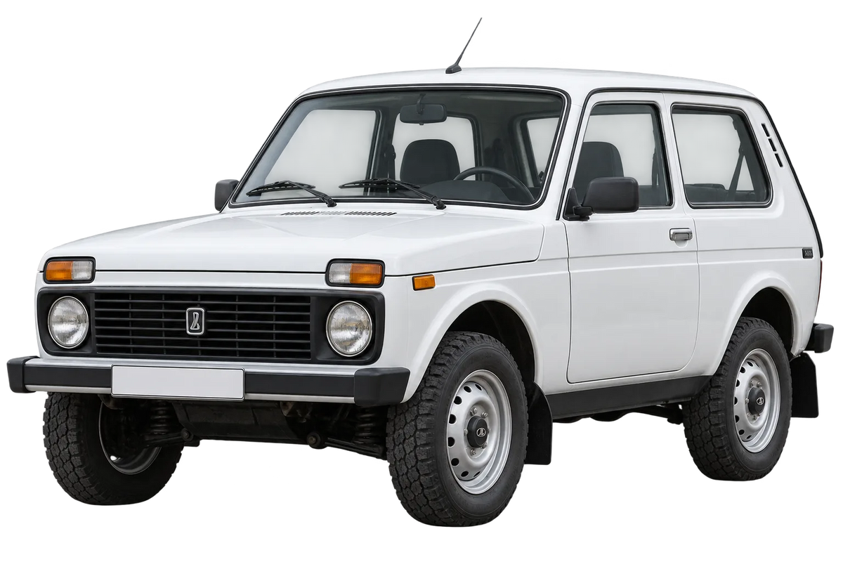 Witte Lada Niva VAZ 2121 / DA 212140, schuin van voren