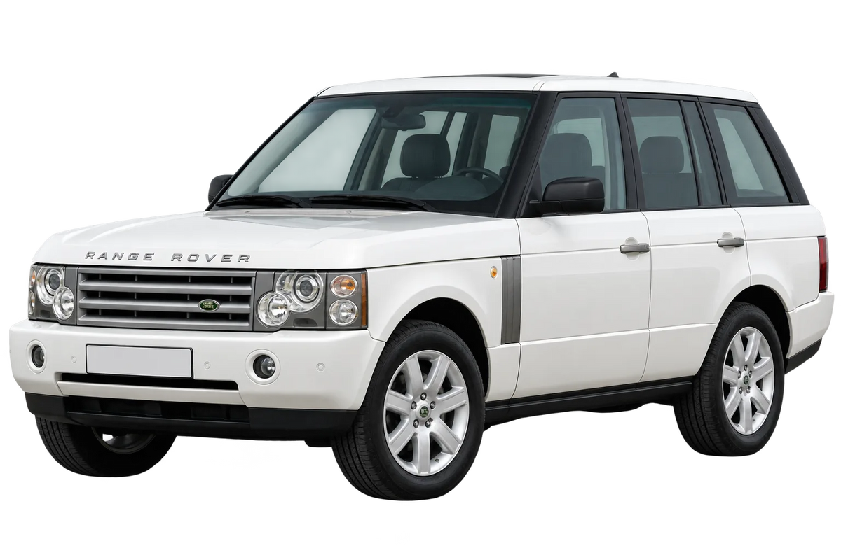 Witte Land Rover Range Rover LM, schuin van voren