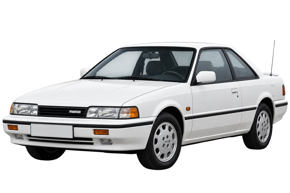 Witte Mazda 626 GD veicolo con attacco a 4 fori, schuin van voren