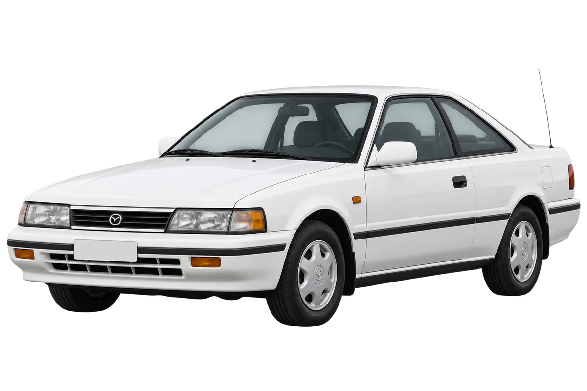 Witte Mazda 626 GD veicolo con attacco  a 5 fori, schuin van voren
