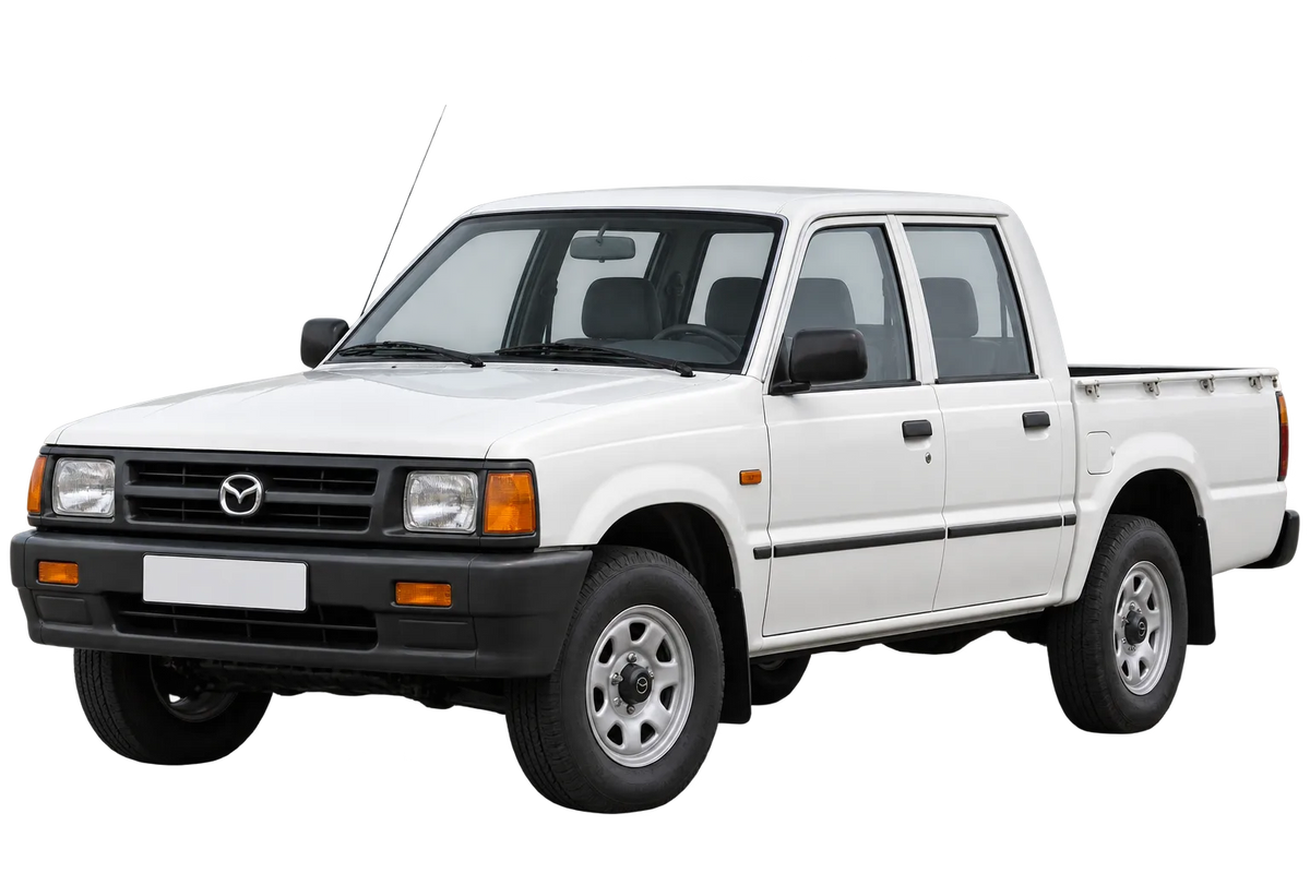 Witte Mazda B2500 UF, schuin van voren
