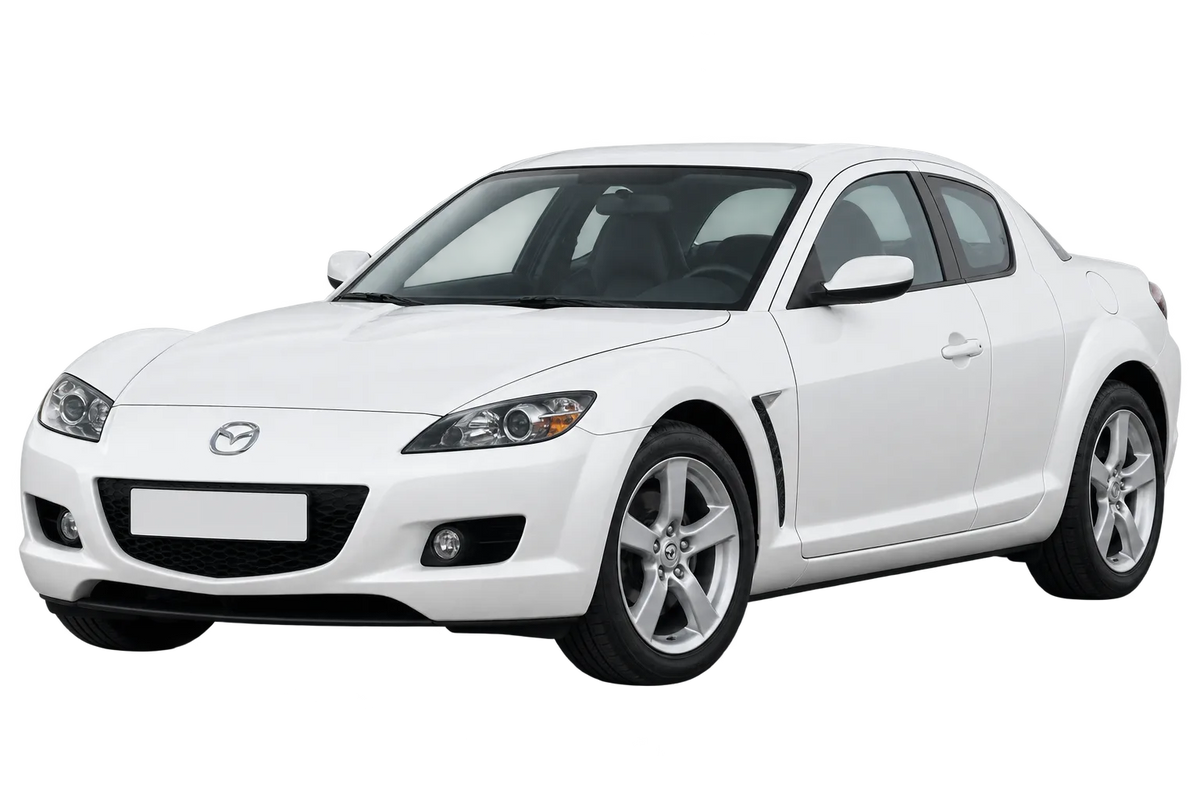 Witte Mazda RX-8 SE Incl. Facelift 2009, schuin van voren