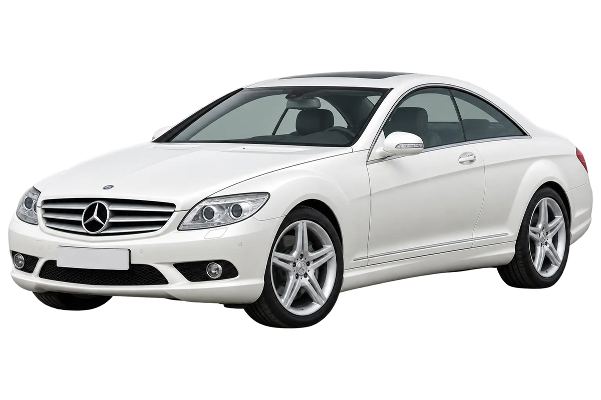 Witte Mercedes CL-Klasse 216 C216 CL 500 / CL 600, schuin van voren
