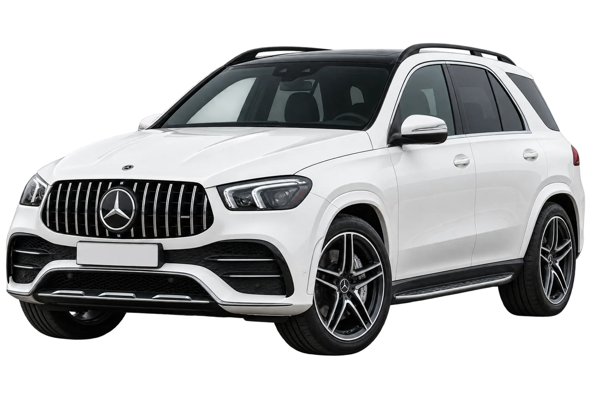 Witte Mercedes GLE AMG H1GLE V167 AMG GLE SUV / GLE 53 / GLE 63 / GLE 63S, schuin van voren