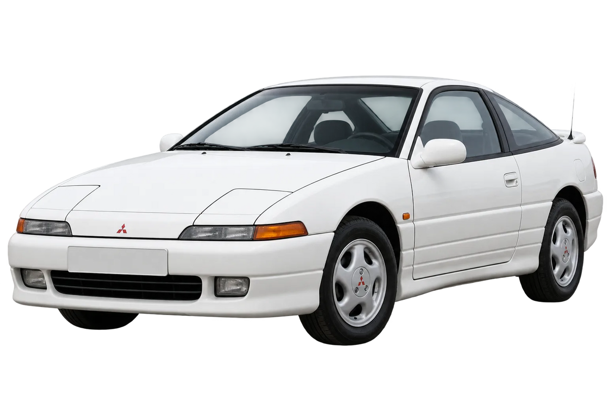 Witte Mitsubishi Eclipse D20, schuin van voren