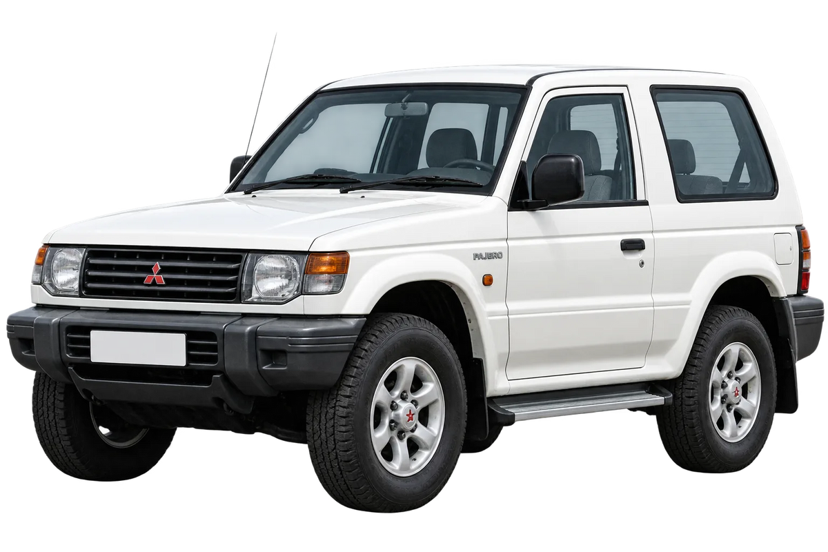 Witte Mitsubishi Pajero V20, schuin van voren
