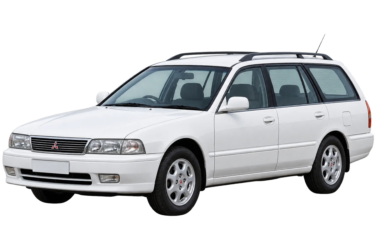 Witte Mitsubishi Sigma F07W, schuin van voren