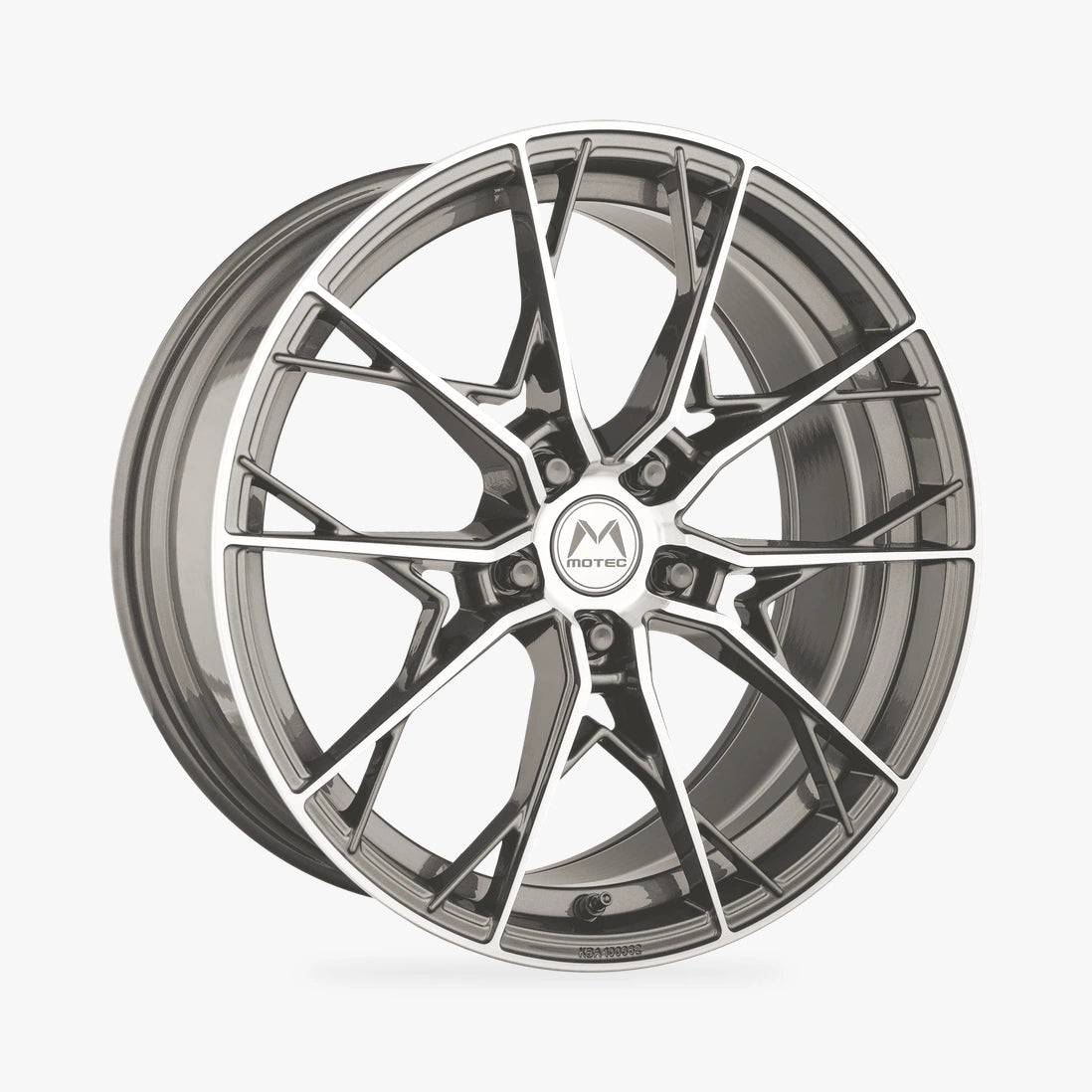 MOTEC BLAZE (MCR7) Gunmetal Poliert lichtmetalen velg in schuin driekwartaanzicht