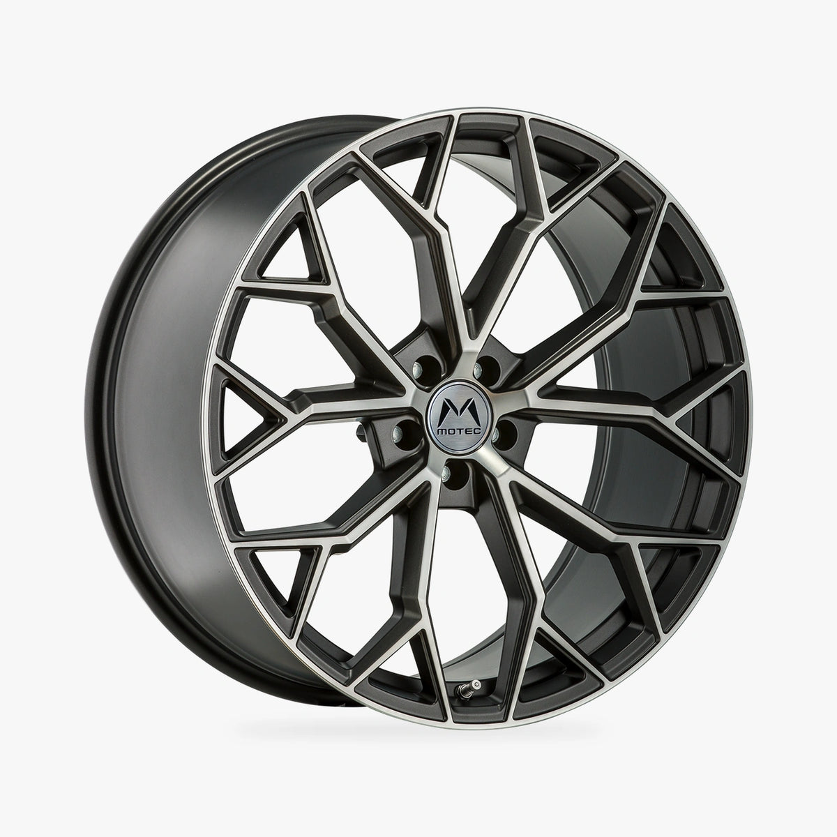 MOTEC BULL (MCT17) Grau Poliert lichtmetalen velg in schuin driekwartaanzicht