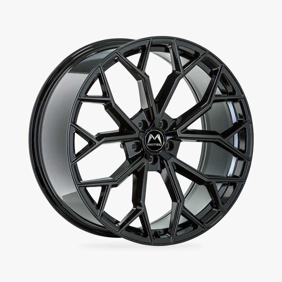 MOTEC BULL (MCT17) Schwarz Lackiert lichtmetalen velg in schuin driekwartaanzicht