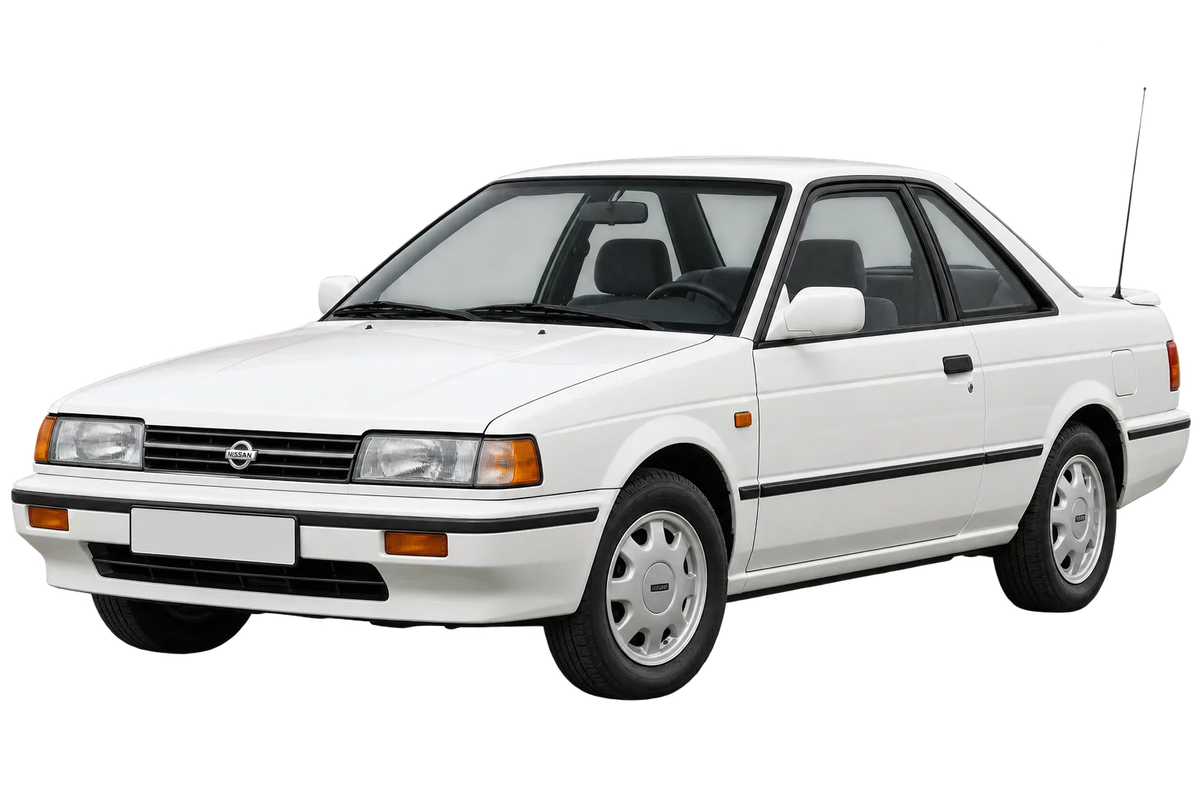 Witte Nissan Sunny B12, N13, schuin van voren