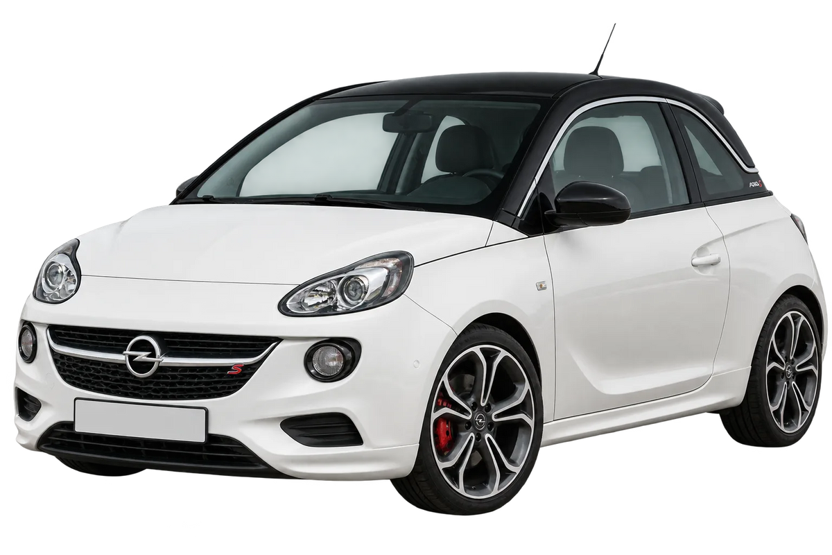 Witte Opel Adam S-D S / 110 kW, schuin van voren