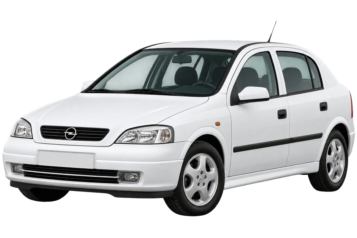Witte Opel Astra T98, T98/NB, T98V veicolo con attacco a 4 fori, schuin van voren