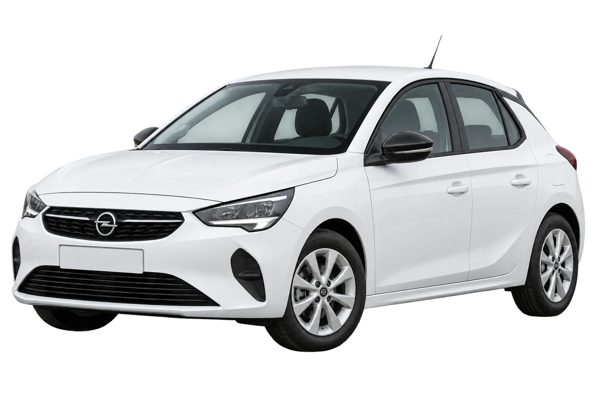 Witte Opel Corsa U Opel Corsa F, schuin van voren