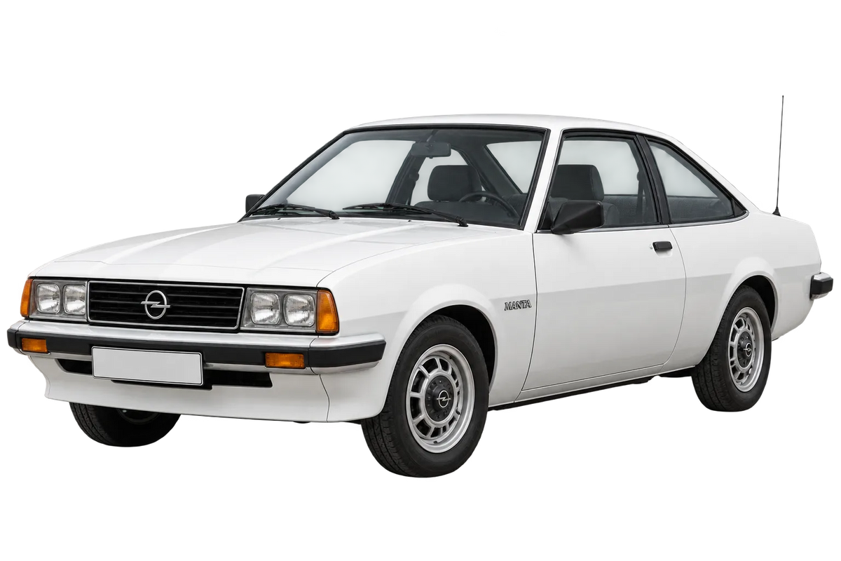 Witte Opel Manta Manta-B, -B-CC, schuin van voren