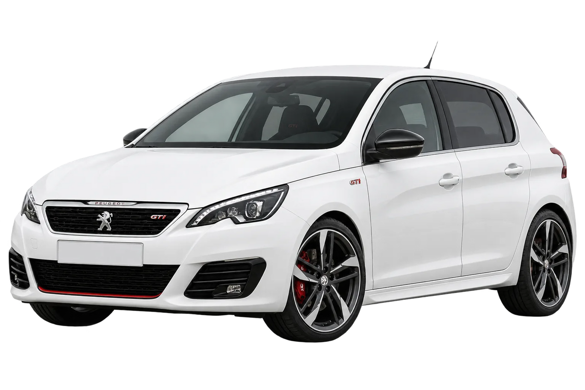 Witte Peugeot 308 L GTi - 200 kW, schuin van voren
