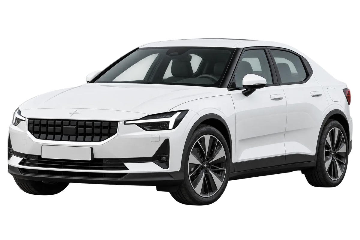Witte Polestar Polestar 2 V, schuin van voren