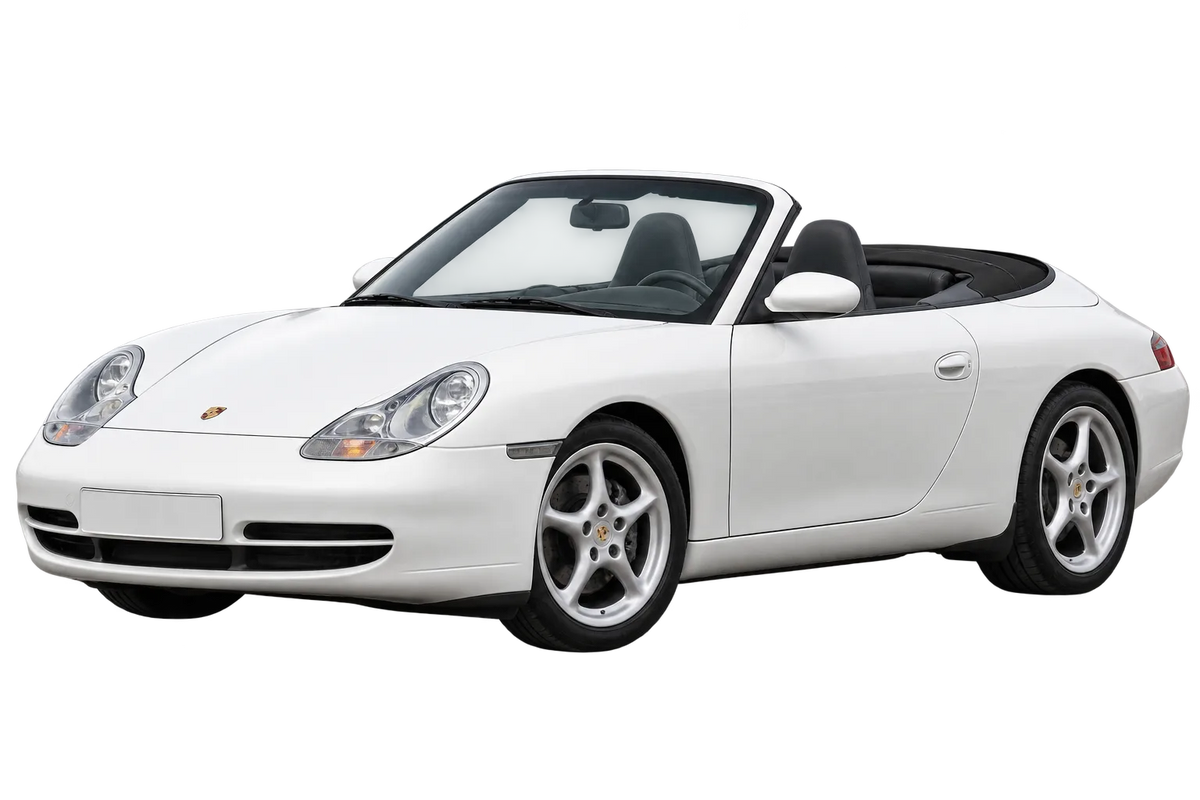 Witte Porsche 911 996 Turbo Turbo, schuin van voren