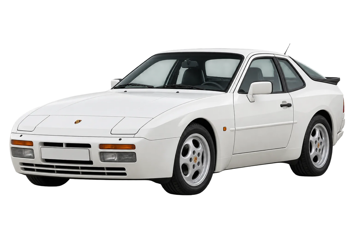 Witte Porsche 944 944 Turbo Turbo, schuin van voren
