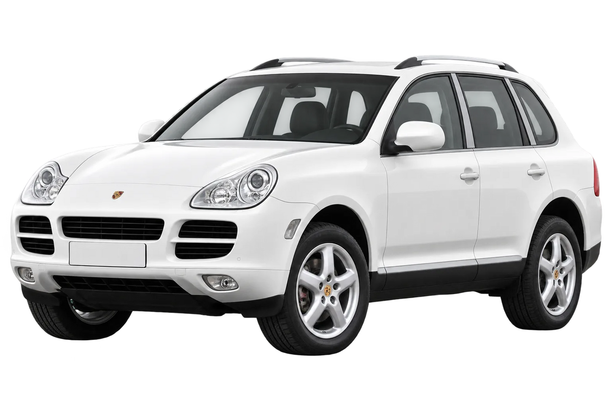 Witte Porsche Cayenne 9PA, schuin van voren