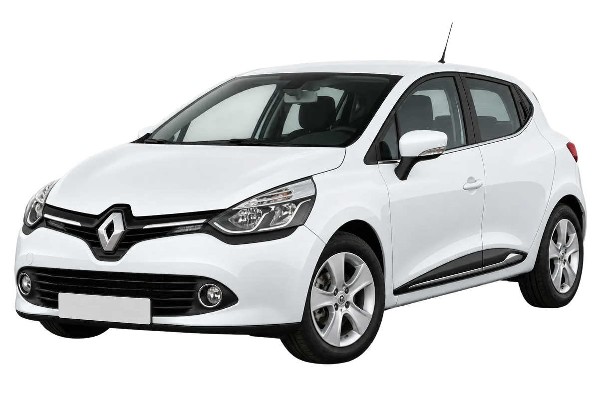 Witte Renault Clio R Clio IV, schuin van voren