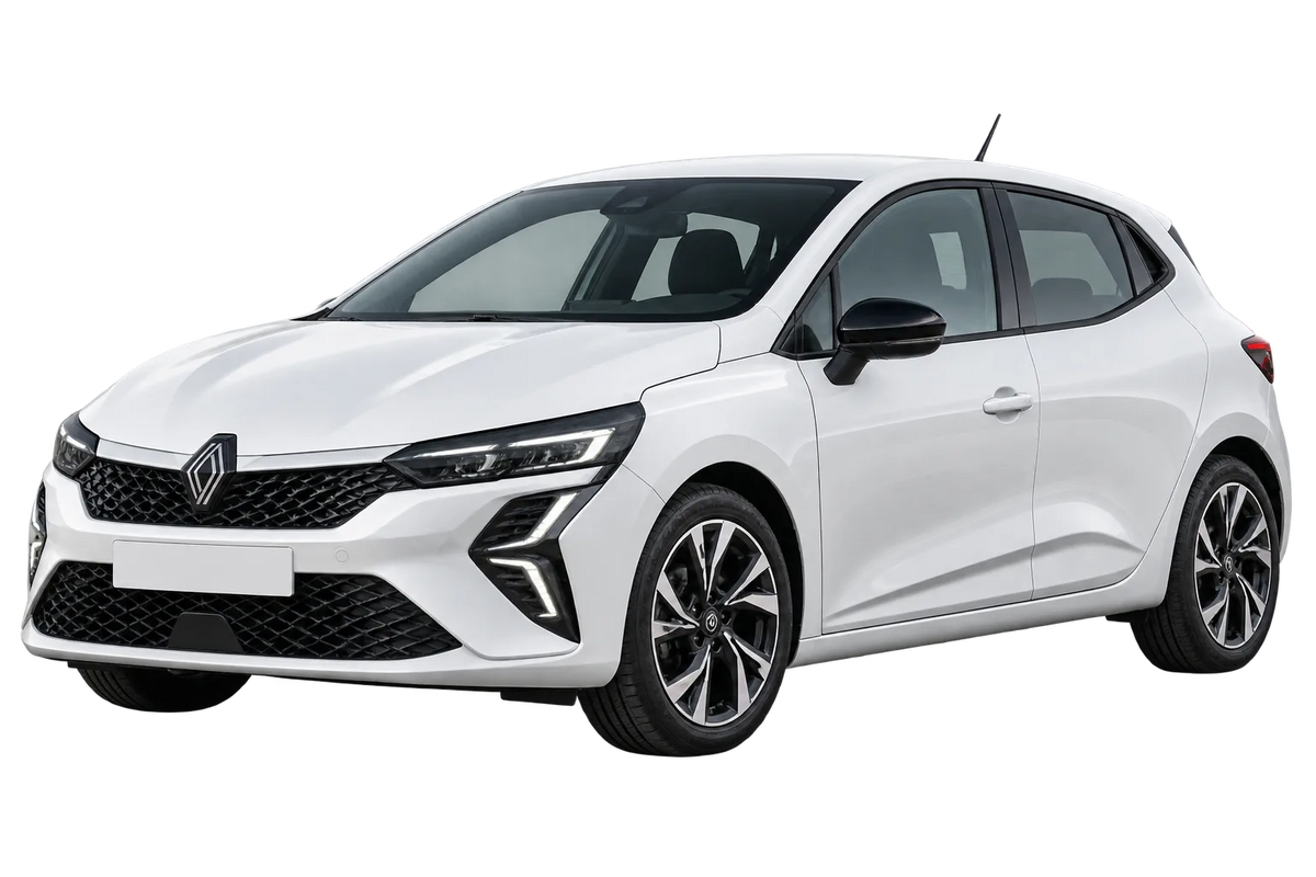 Witte Renault Clio R03 Clio VI, schuin van voren
