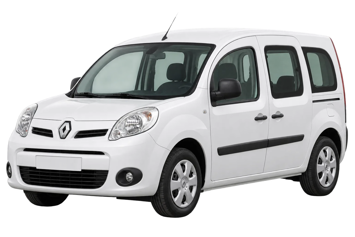 Witte Renault Kangoo W, schuin van voren