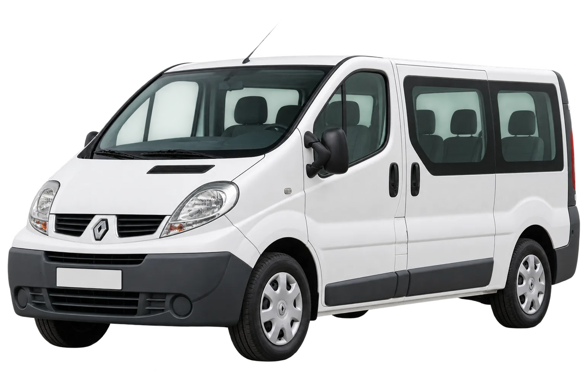 Witte Renault Trafic JL, FL, J, schuin van voren