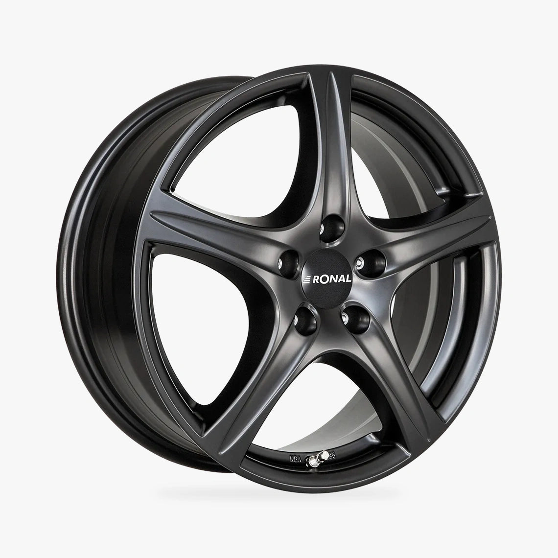 RONAL R56 Mattschwarz lichtmetalen velg in schuin driekwartaanzicht