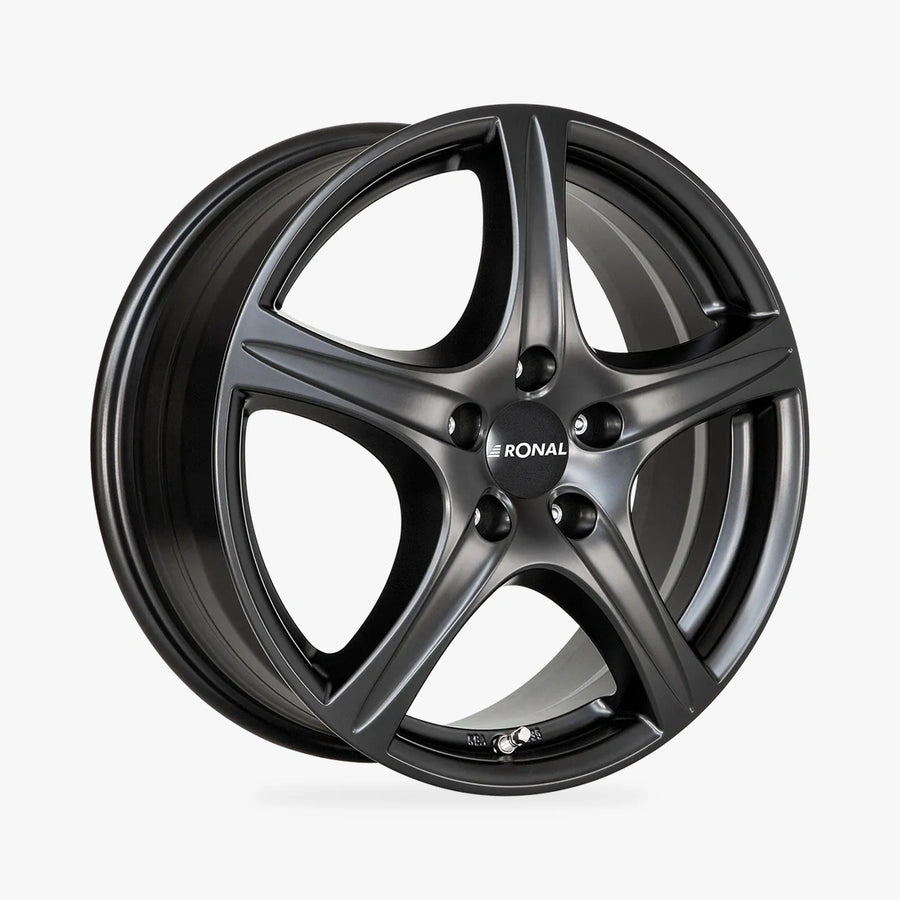 RONAL R56 Mattschwarz lichtmetalen velg in schuin driekwartaanzicht