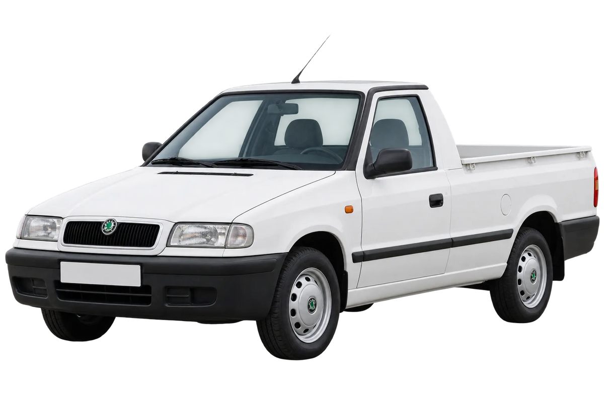 Witte Skoda Felicia 797, schuin van voren
