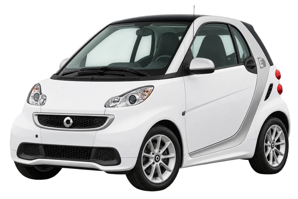 Witte Smart Fortwo 451EV, 451E Electric Drive - veicoli elettrici con 17.6 kWh-batteria, schuin van voren