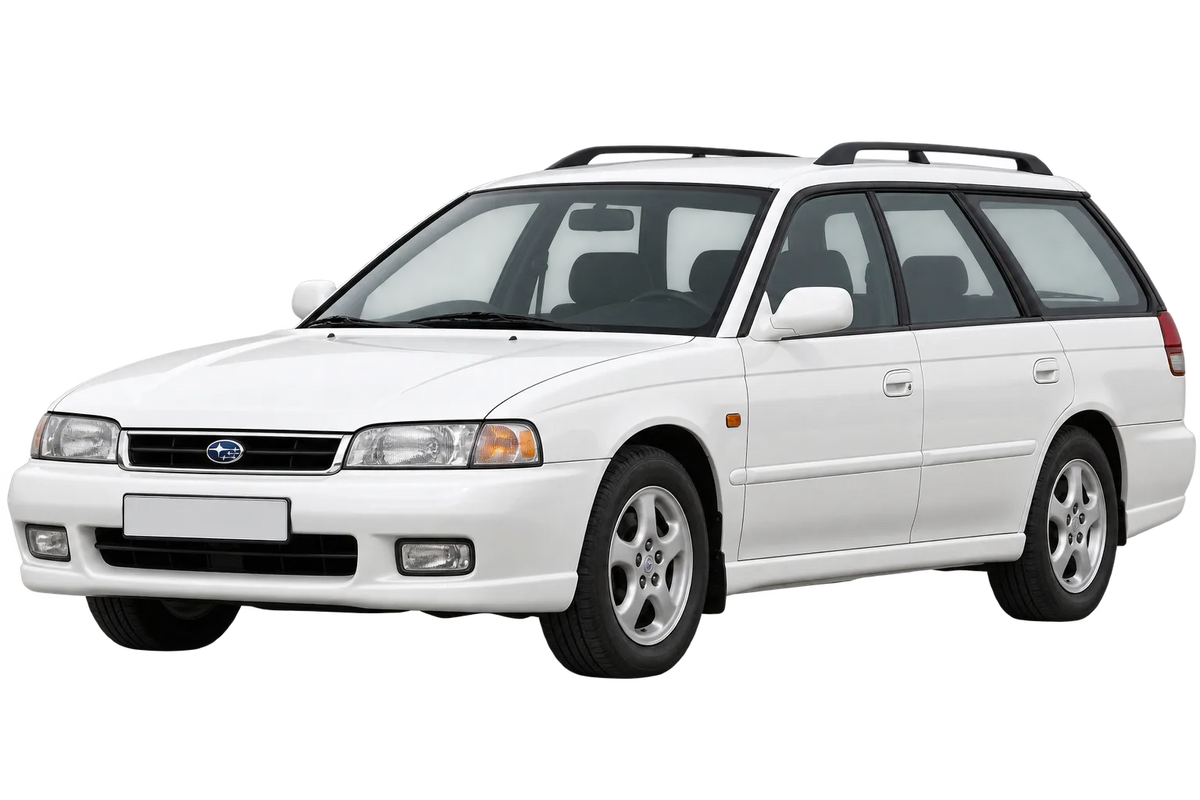 Witte Subaru Legacy BD/BG, schuin van voren