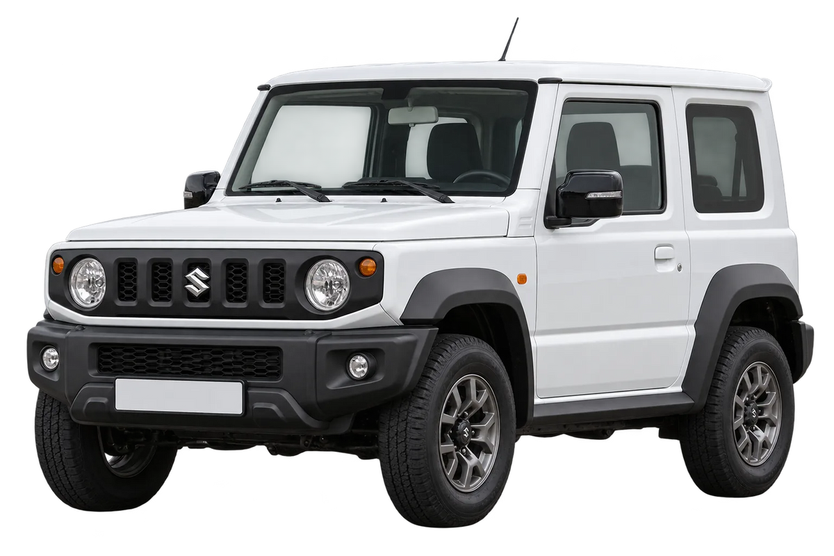Witte Suzuki Jimny GJ, schuin van voren
