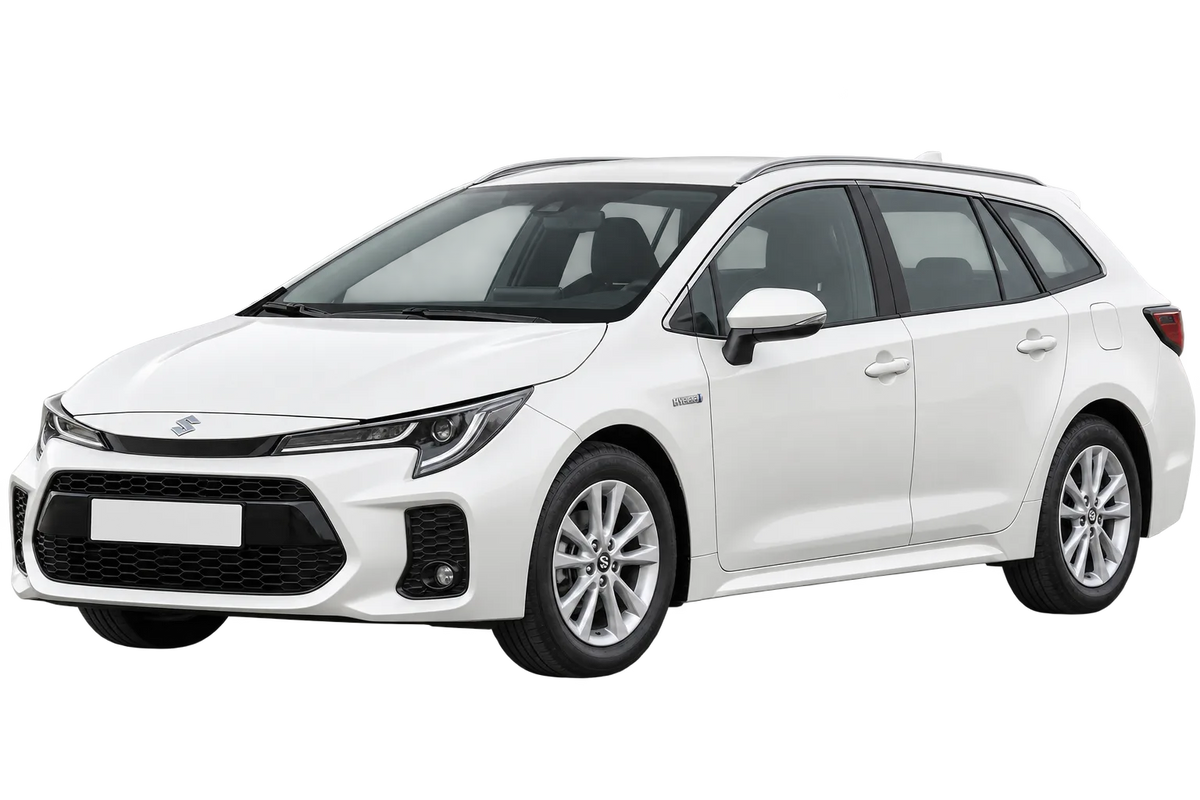 Witte Suzuki Swace ZE1HE (S) (EU,M), schuin van voren