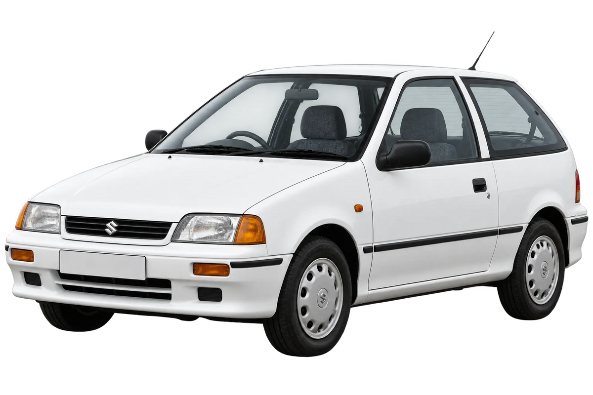 Witte Suzuki Swift EA, schuin van voren