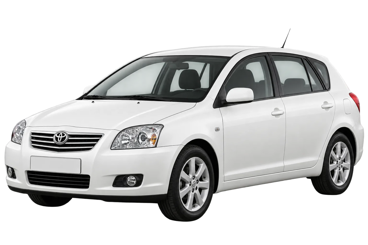 Witte Toyota Avensis T25 Con cerchio bullone 5x114.3, schuin van voren