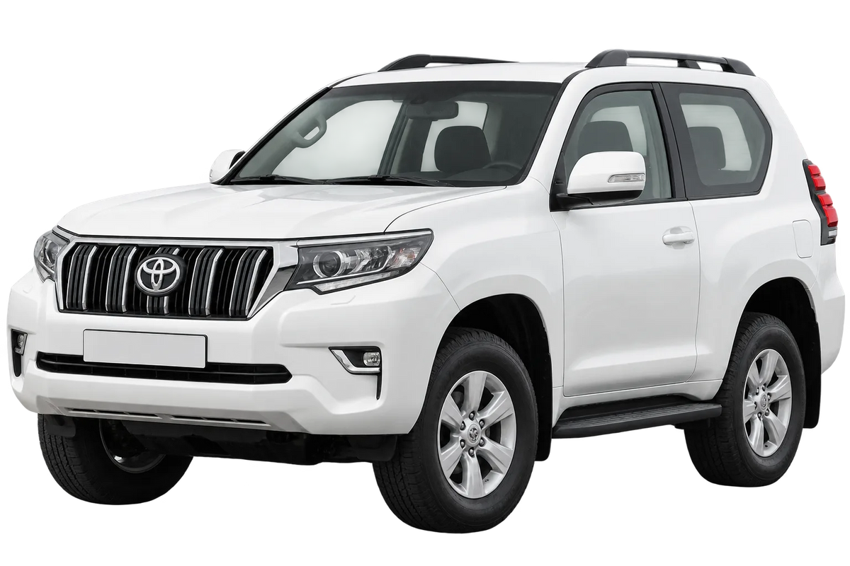 Witte Toyota Land Cruiser J15TN, J15TM, J15TMG Facelift 2018, schuin van voren