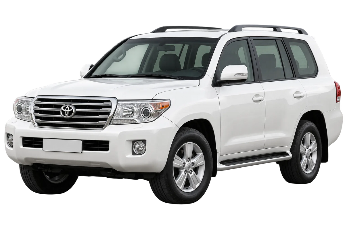 Witte Toyota Land Cruiser J20, schuin van voren