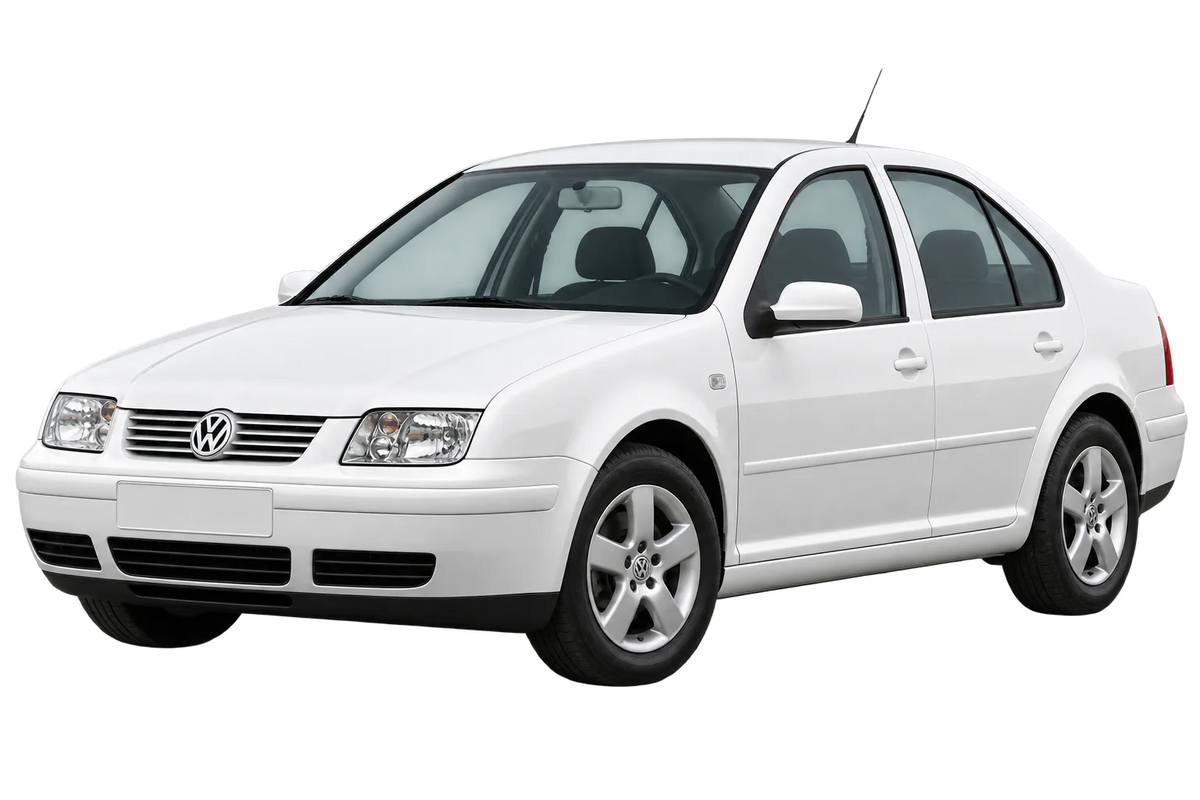 Witte Volkswagen Bora 1J, schuin van voren