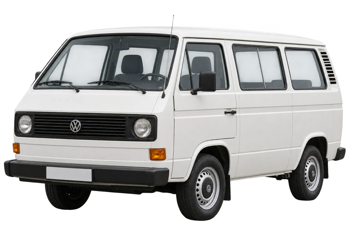 Witte Volkswagen Bus / Transporter T3 251 T3, schuin van voren