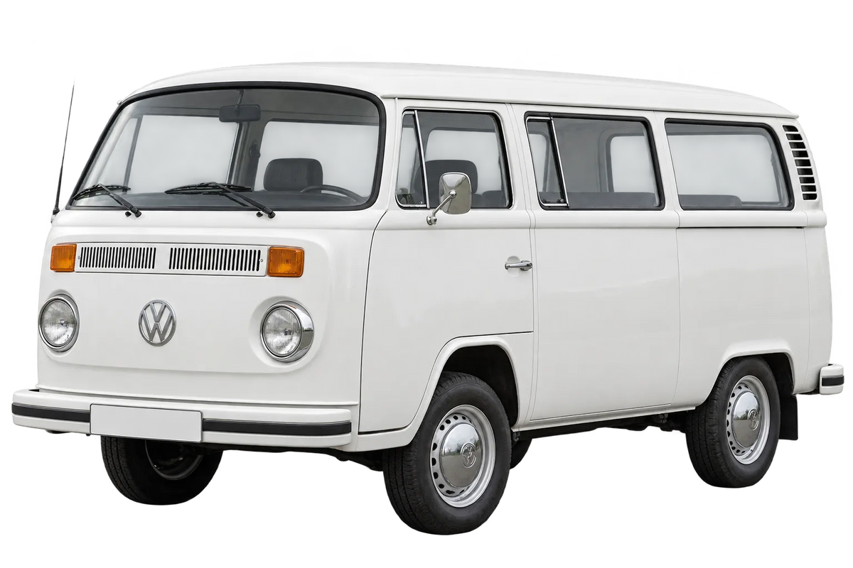 Witte Volkswagen Bus / Transporter T3 253 T3, schuin van voren