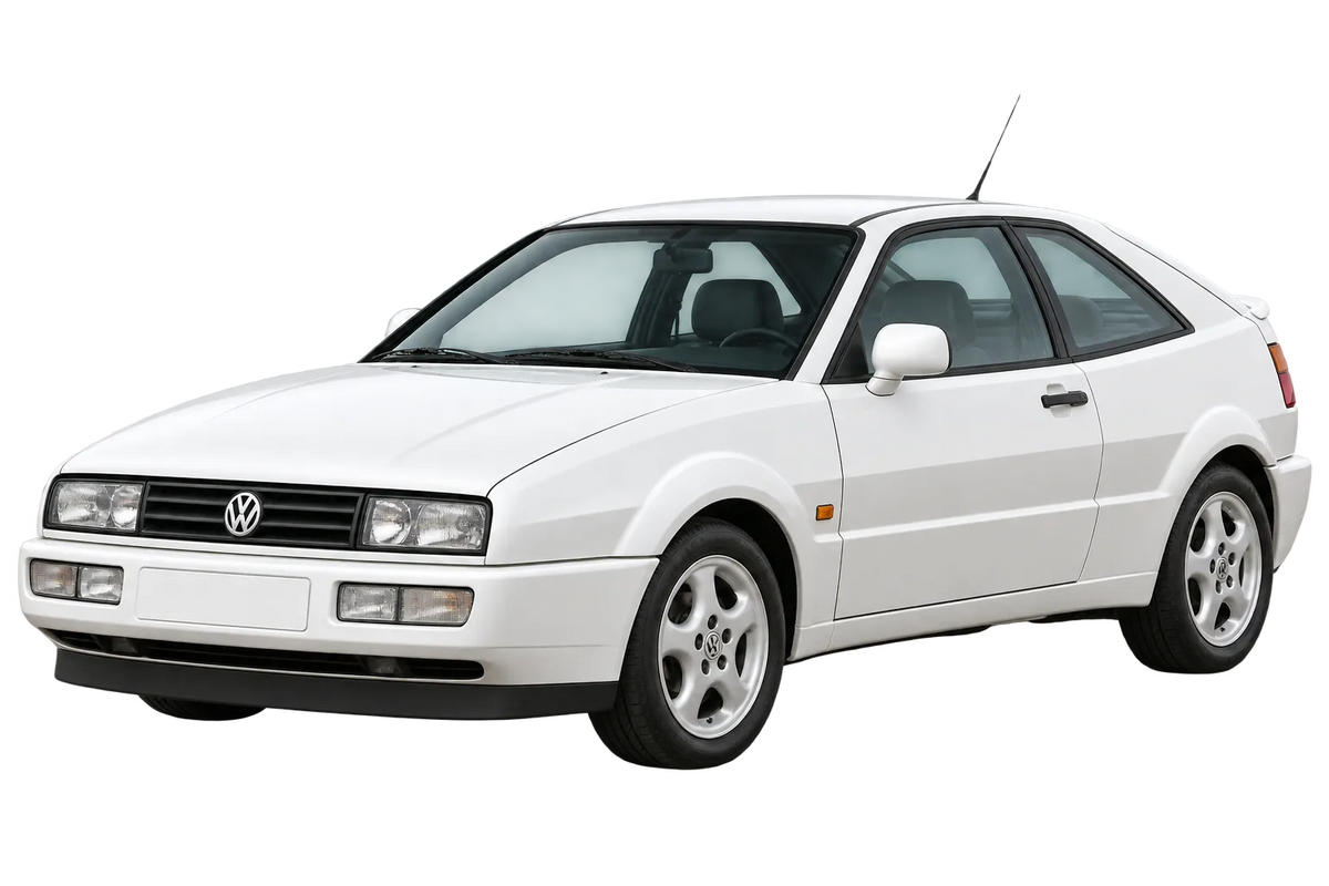 Witte Volkswagen Corrado 53I veicolo con attacco  a 5 fori, schuin van voren