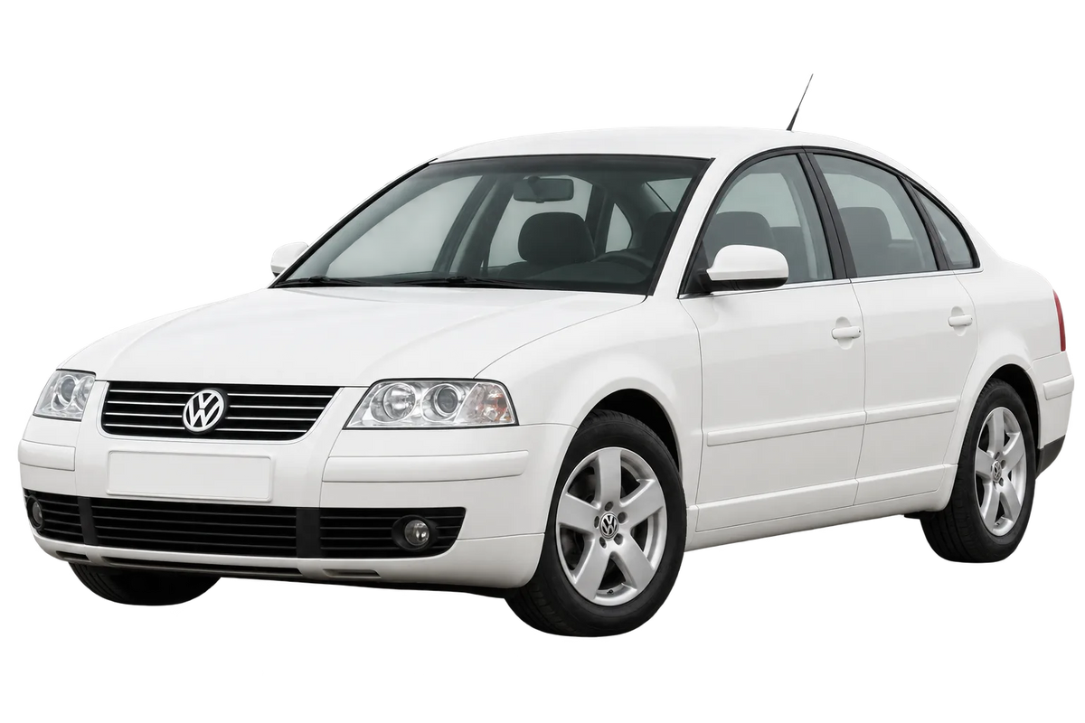 Witte Volkswagen Passat 3BG, schuin van voren